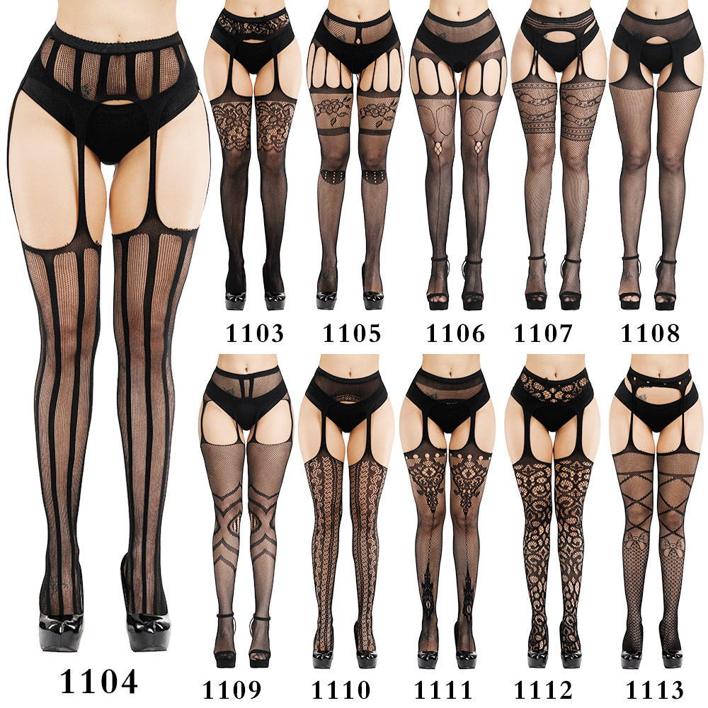 Foreign Trade High-End Sexy Lingerie Fishnet Stockings Sexy Non-Slip Garter Stockings One-Piece Stockings Nurse Stewardess Socks Wholesale