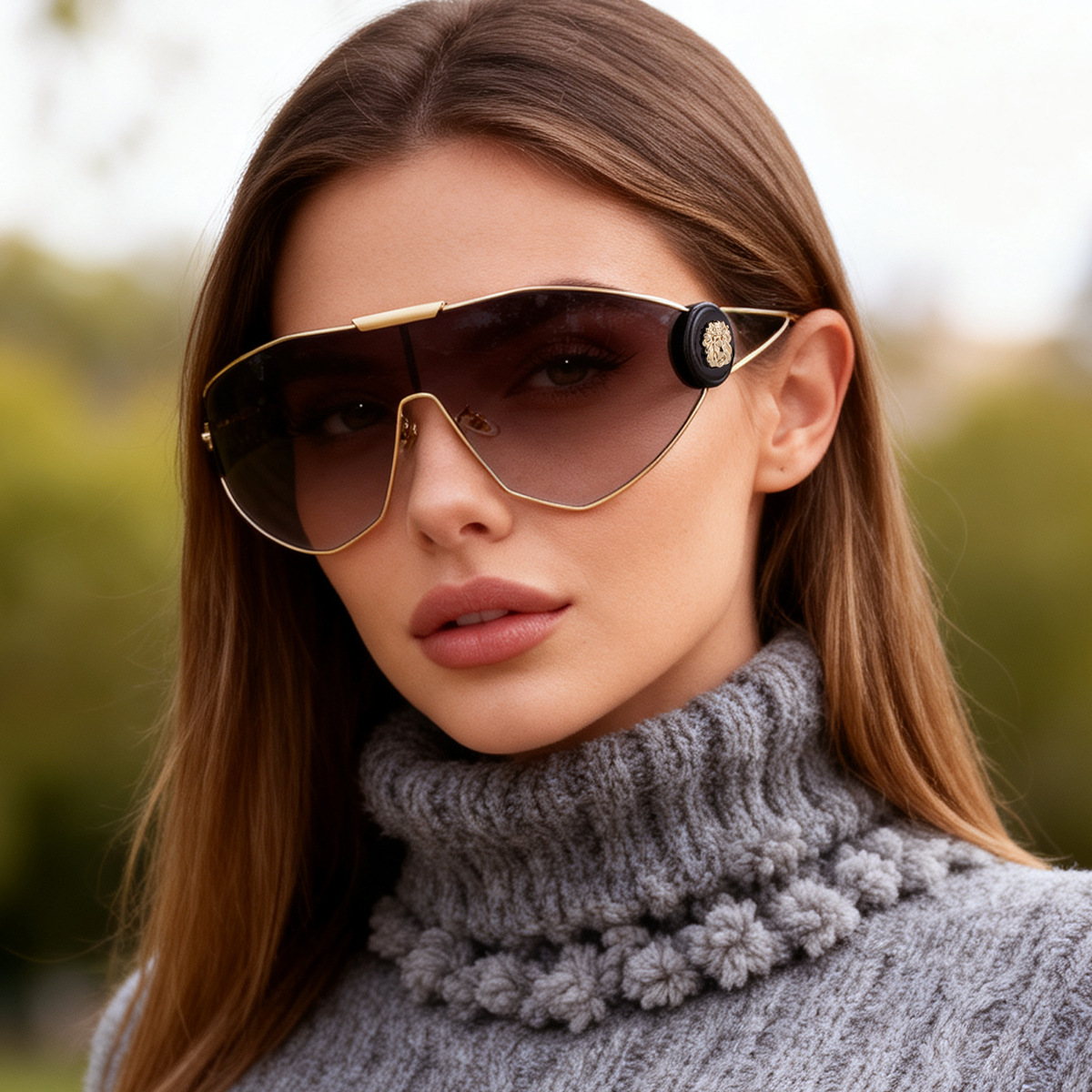 New European and American Fashion Full-Frame Sports Sunglasses for Women, One-Piece Lenses, Outdoor Cycling Anti-Uv Sunglasses for Women, Cross-Border