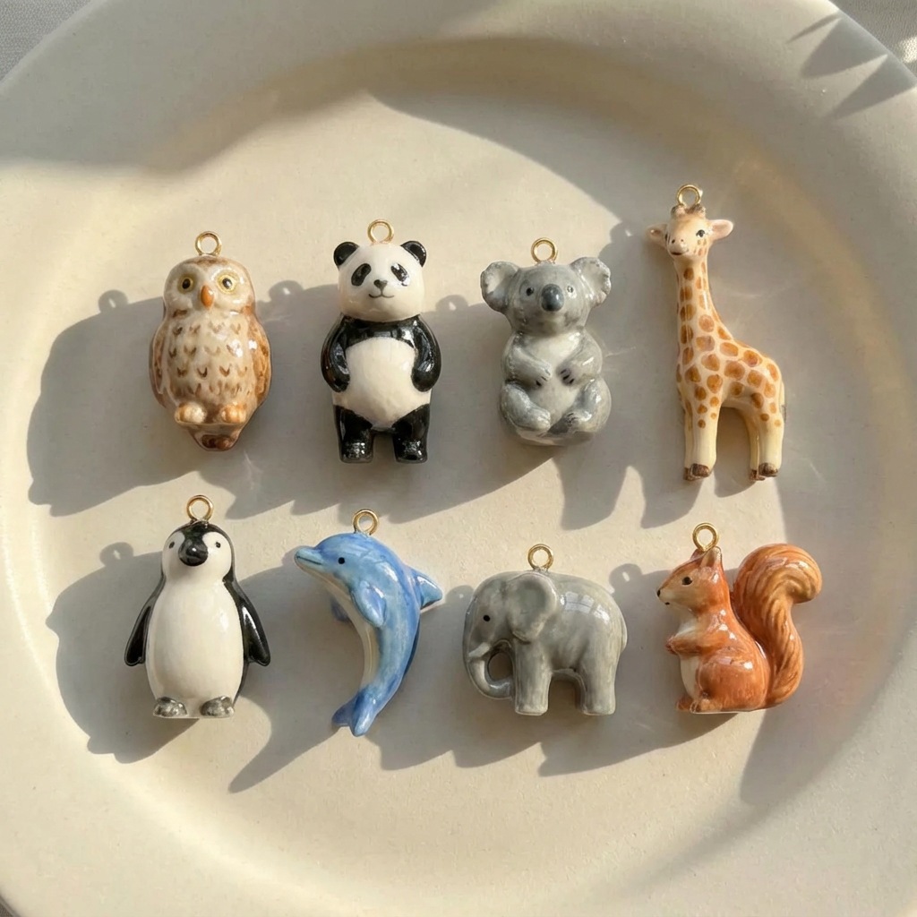Amazon's Best-Selling Animal World Panda Koala Penguin Pendant DIY Necklace Vacuum-Sealed 18K Gold Color-Preserving