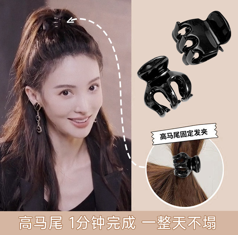 Jin Chen Same Style Hairpin Hairpin High Pony Tail Fixed Artifact Small Grab Clip Women's Black Head Shark Paw Clip Hair Accessories