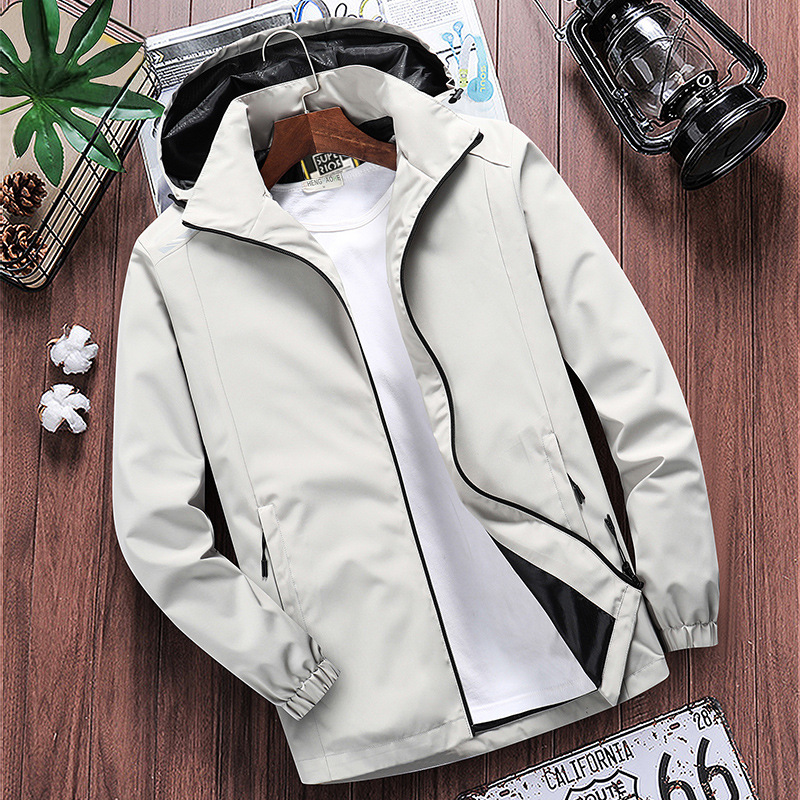 Men's Spring and Autumn New Waterproof Windproof Jacket Fashionable Large Size Sports Plus Fat Extra Large Windbreaker Jacket Men's Clothing