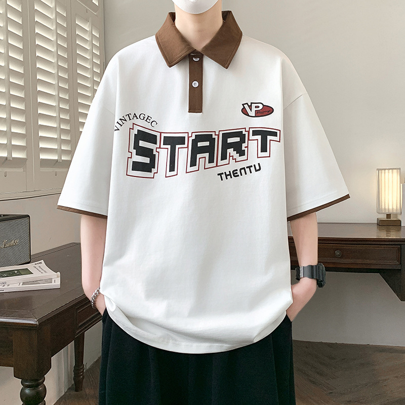 Summer Short-Sleeved Polo Shirt for Teenagers Outdoor Sports Running Thin Breathable Quick-Drying Lapel Half-Sleeved T-Shirt for Men