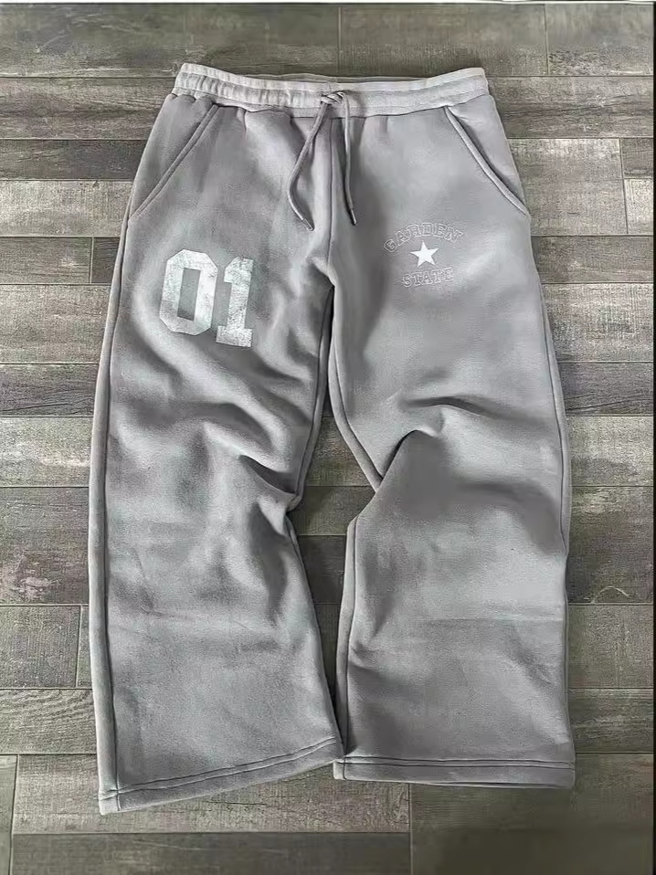Europe and the United States Amazon cross-border Europe and the United States fashion letter printing printing pants elastic waist loose men's and women's fashion brand pants