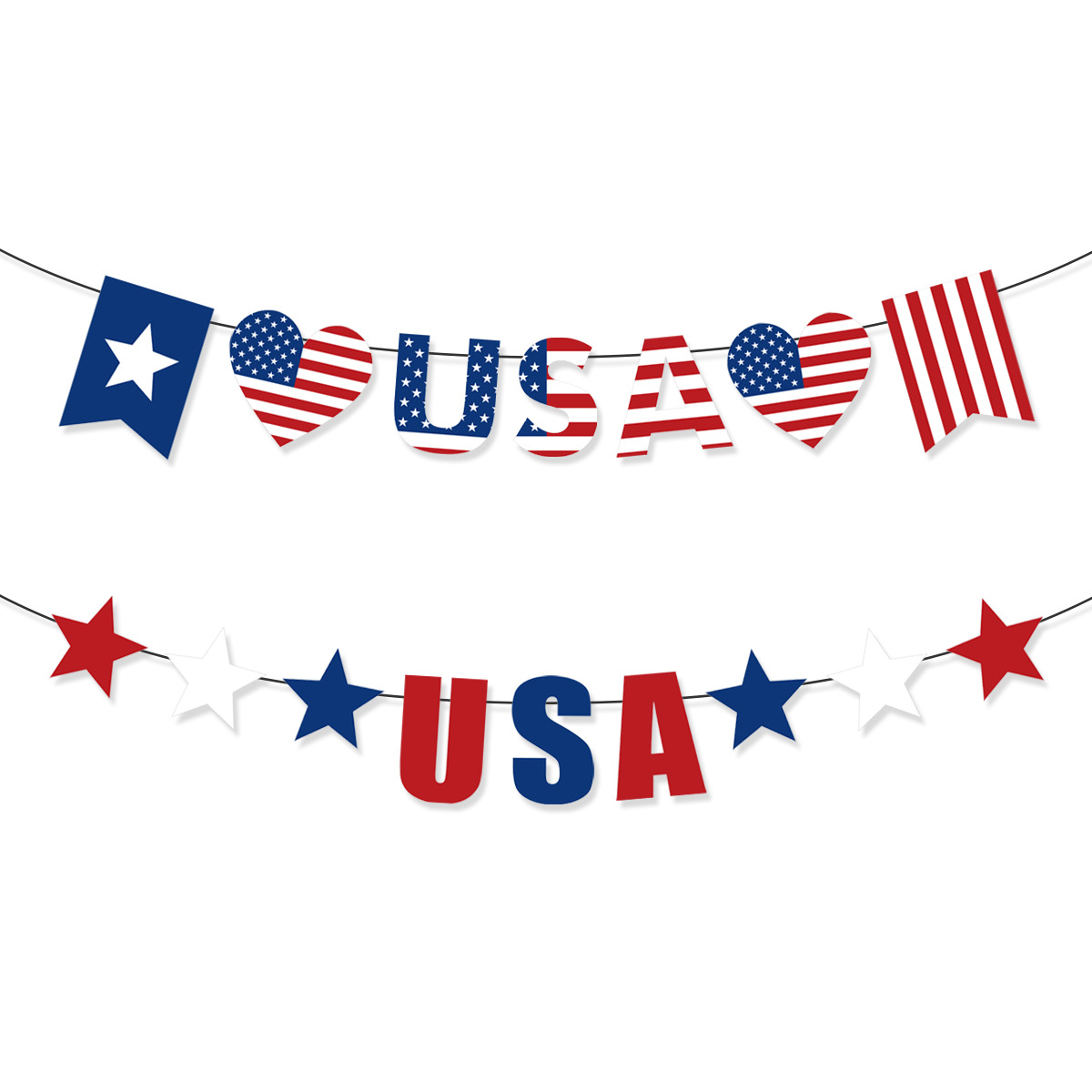 2026 Cross-Border American Independence Day Party Decorations American National Day Usa Red Blue White Star Banners Wholesale