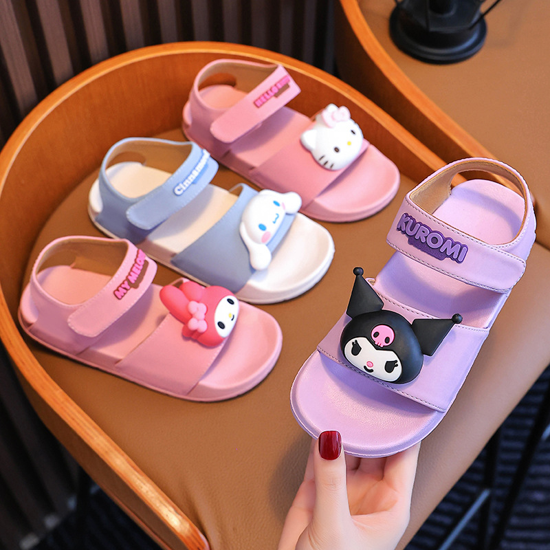 New Sanrio Children's Sandals for Boys and Girls, Lightweight Outdoor Non-Slip Sandals, Beach Kuromi Wear-Resistant Sandals and Slippers