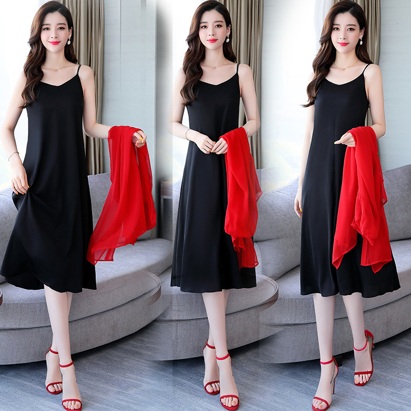 2235 Japanese and Korean Casual Mulberry Silk Slip Dress Chic Harajuku Style Vacation Dress Elegant Midi Silk Dress