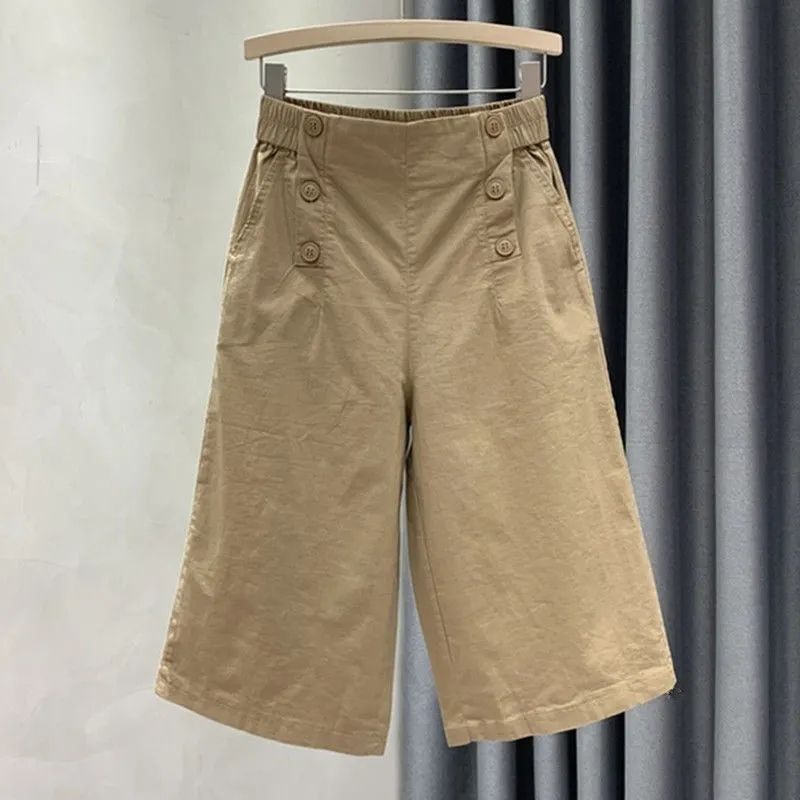 Retro Elastic Waist Shorts Casual Loose Five-Point Summer New Dopamine Wear Plus Size Women's Straight Pants