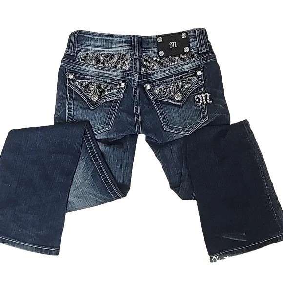 European and American Cross-Border Street Style Y2K Spicy Girl Retro Low-Waist Sequin Niche Design Slim-Fit Washed Straight-Leg Jeans Fotografie QC de pe 1688 pe Qualit.ly