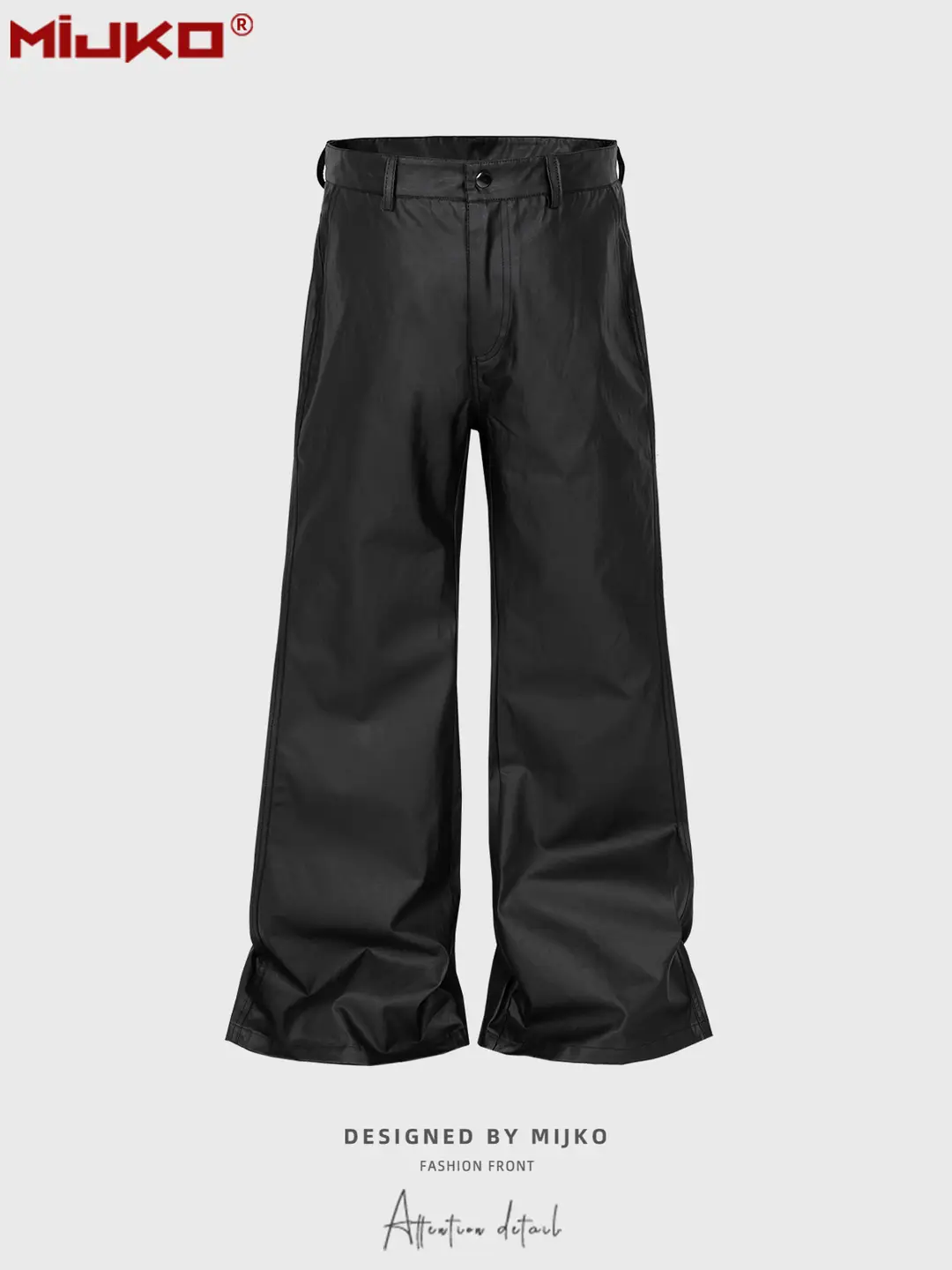 MIJKO men's wear women's glossy wide-leg flared pants men's and women's same neutral High Street multi-size black casual pants