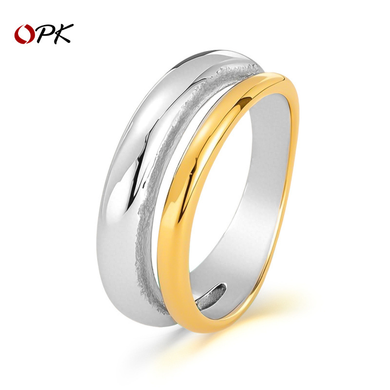 OPK cross-border Europe and the United States INS personality ring female stainless steel niche fashion Joker color matching titanium steel ring wholesale