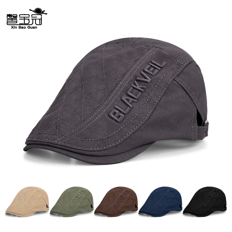 Spring and Summer Outdoor Casual Versatile Hats for Women, British Retro Forward Hats for Men, European and American Cross-Border Duckbill Berets