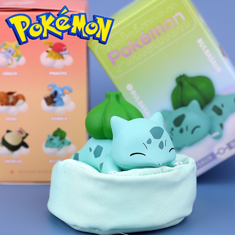 Genuine Pokemon Figure Pikachu Blind Box Sleeping Posture Model Car Ornaments Doll Doll Small Wholesale