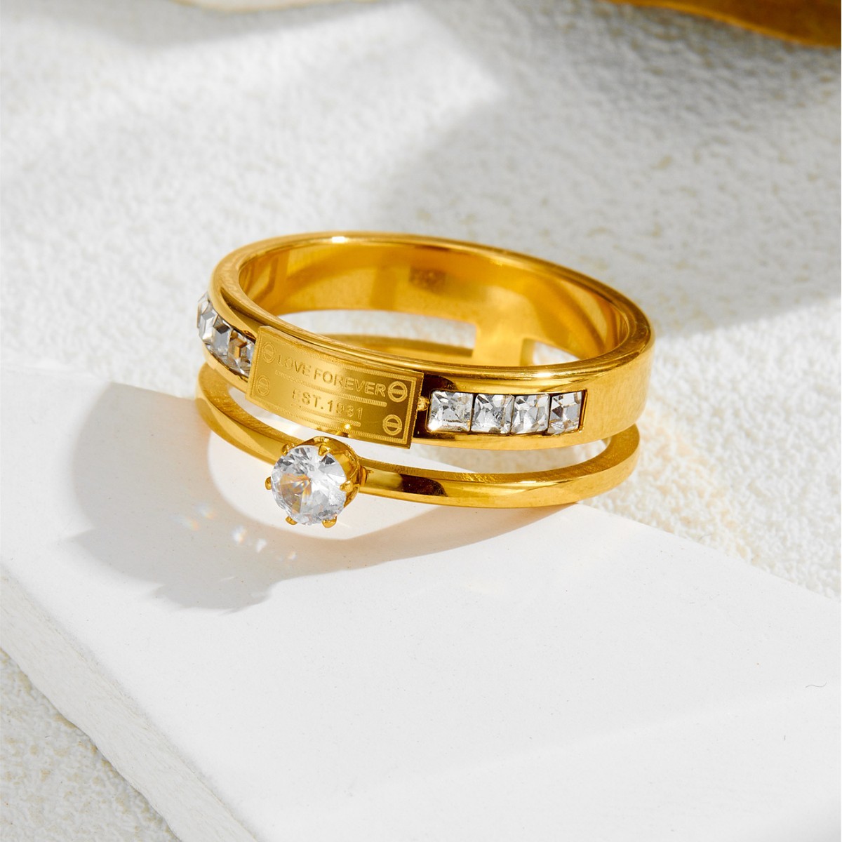 Index Finger Titanium Steel Ring Women's Japanese and Korean Rose Gold Trendy Internet Celebrant Student Personality Atmospheric Fashion Ring Women's Jewelry