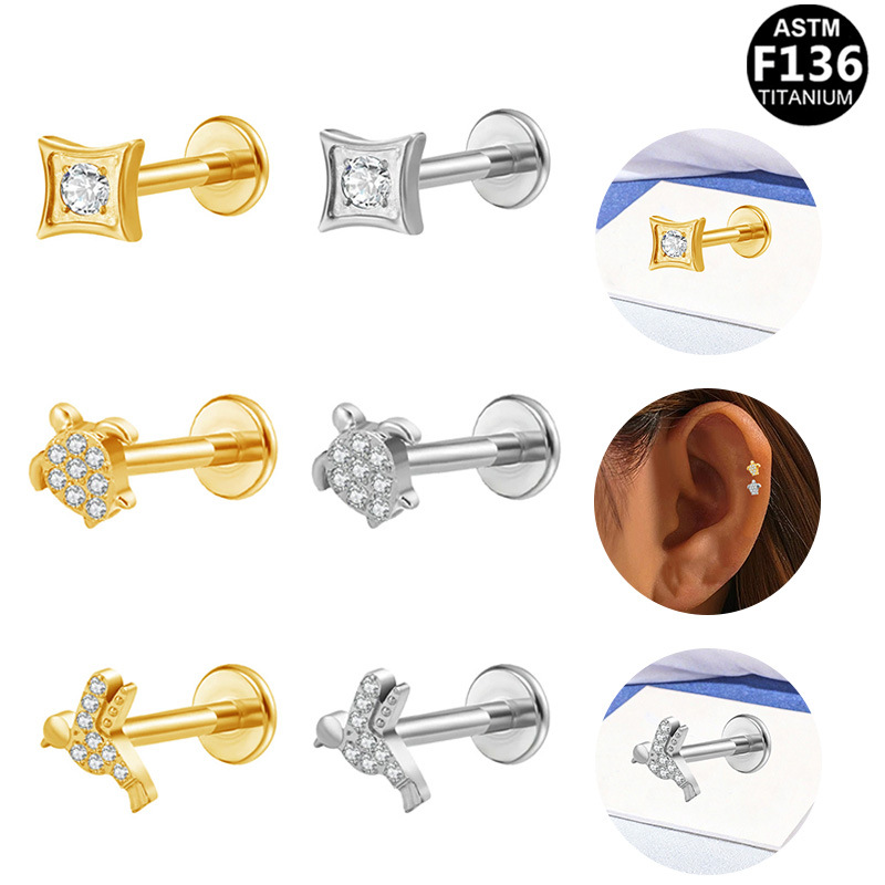 Gebe European and American Cross-Border Small and Exquisite Earrings F136 Titanium Alloy Internal Thread Lip Nail Lip Decoration Fashionable Ear Bone Nail