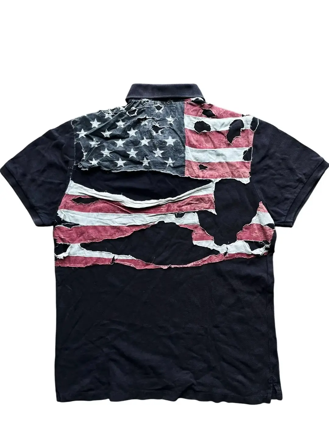 Retro decorative patch quilted short-sleeved shirt
