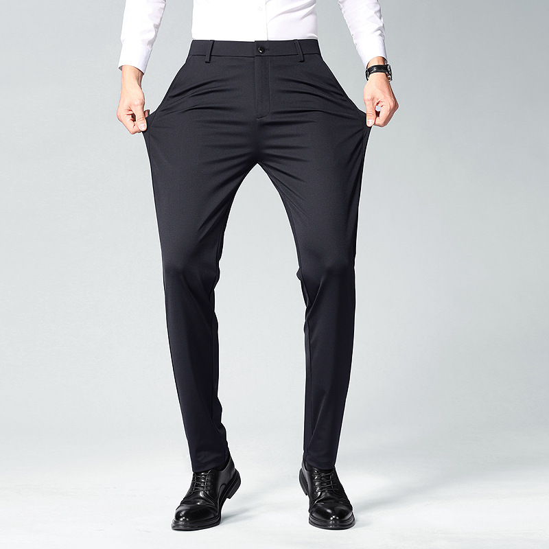 Men's Anti-wrinkle Stretch Pants Spring and Summer High-end Business Pants Men's Middle-aged and Elderly Dad Straight Pants