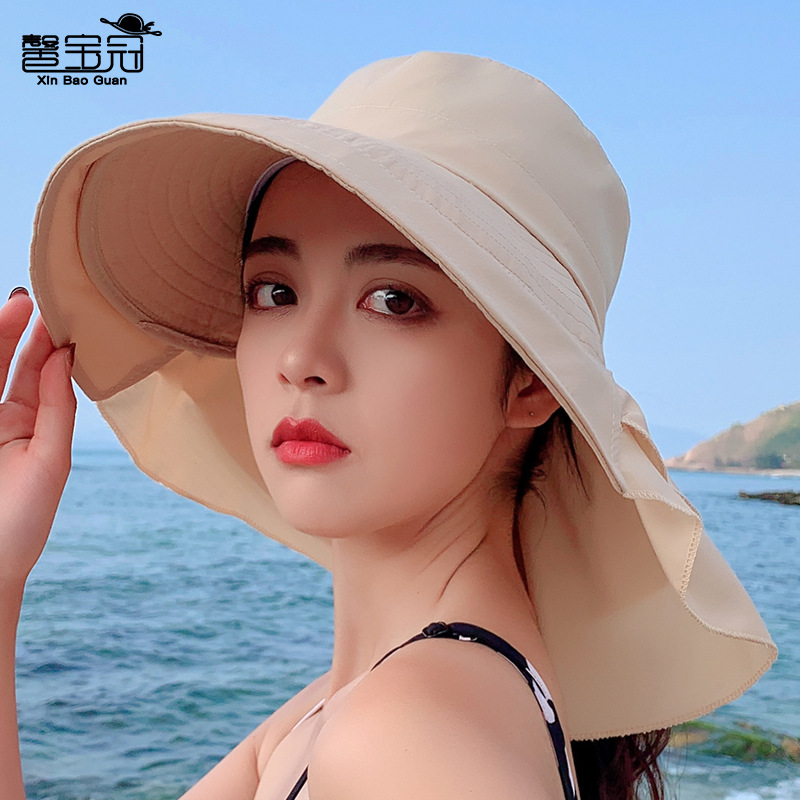 8062 New Style Hat Women's Summer Neck Protection Sunscreen Sun Hat for Traveling Big Riding Fisherman Hat Outdoor Riding Sun Hat