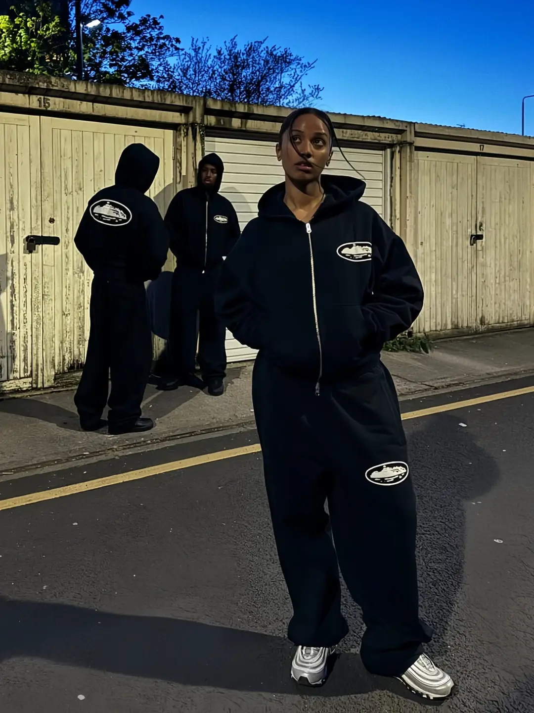High-End Corteiz恶魔岛 (Devil's Island) Foam Print American Street Style Zip-Up Hoodie Set Jacket