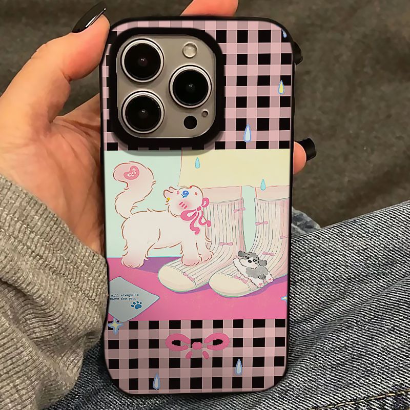 Cute plaid kitten for apple 14/15/16 phone case 13/12/11 jelly shell 16promax soft shell