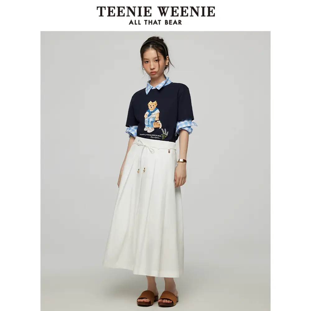 Teenie Weenie Bear Women's Clothing T-Shirt 25 Summer New arrival Minimalist Casual Cool Dopamine Round Neck Short Sleeve
