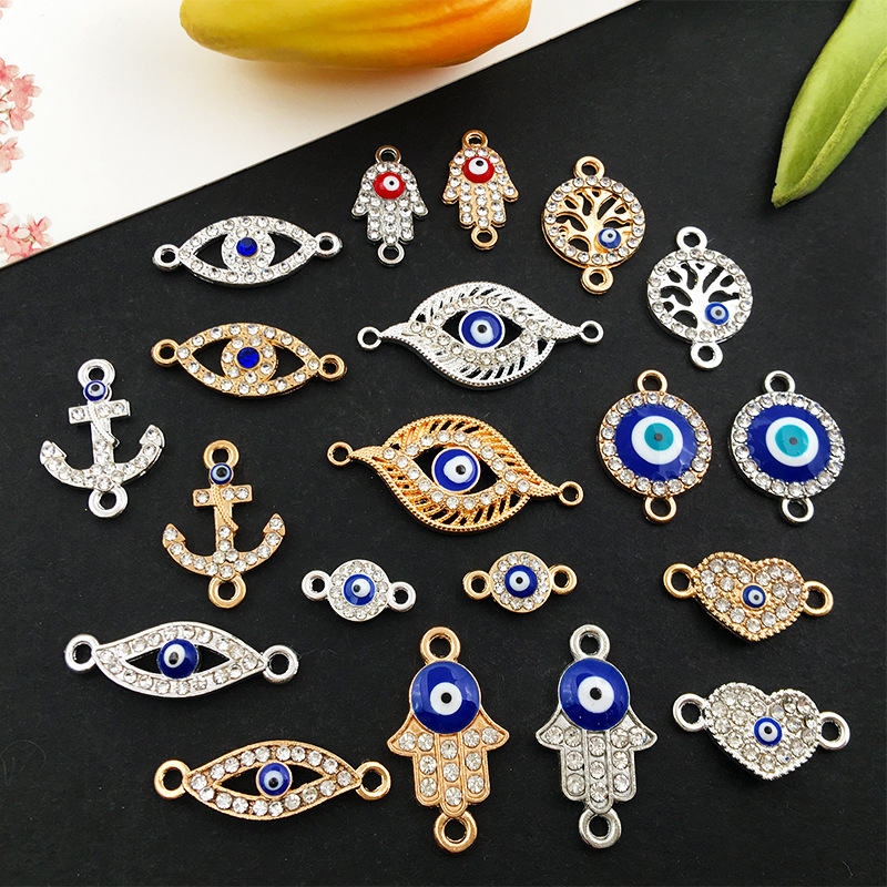 1 Devil's Eye Double Hole Anchor Palm Tree Love Bracelet Bracelet Necklace Pendant Cross-border Hot Sale