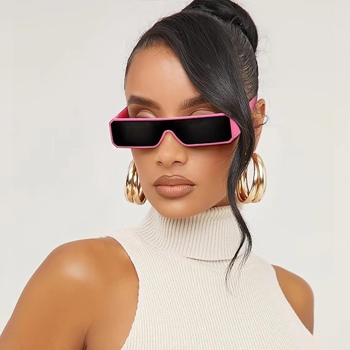 European and American sunglasses integrated lenses small frame rectangular retro fashion cross-border glasses street photo y2k sunglasses women
