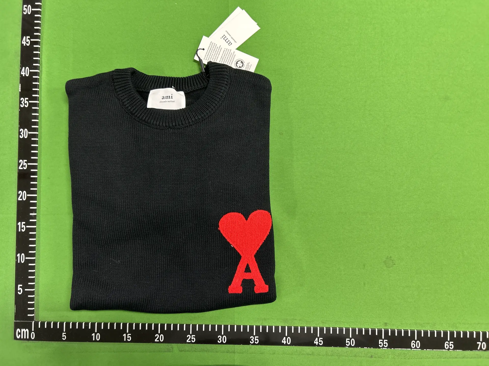 ami Alexandre Mattiussi Black Sweater with Red Ami de Coeur