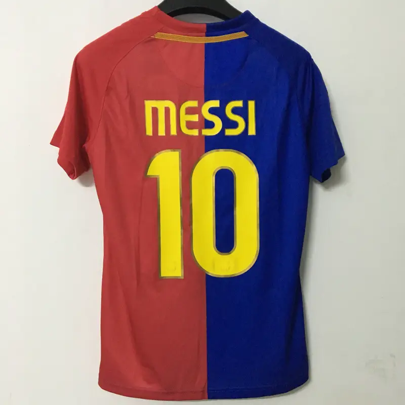 200809 season Barcelona vintage jersey No. 6 Harvey No. 10 Messi No. 14 Henry home short sleeve football suit