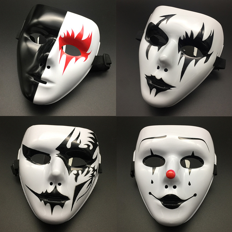 Halloween Props Masquerade Performance Douyin Full Face Mask Hand-Painted White Hip-Hop Men's Adult Eye Mask