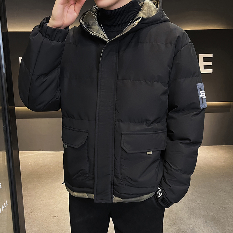 Winter Men's Cotton-padded Coat Students Korean Style Loose Coat Short Fashionable Street Trendy Down Cotton-padded Coat Hooded Bread Suit