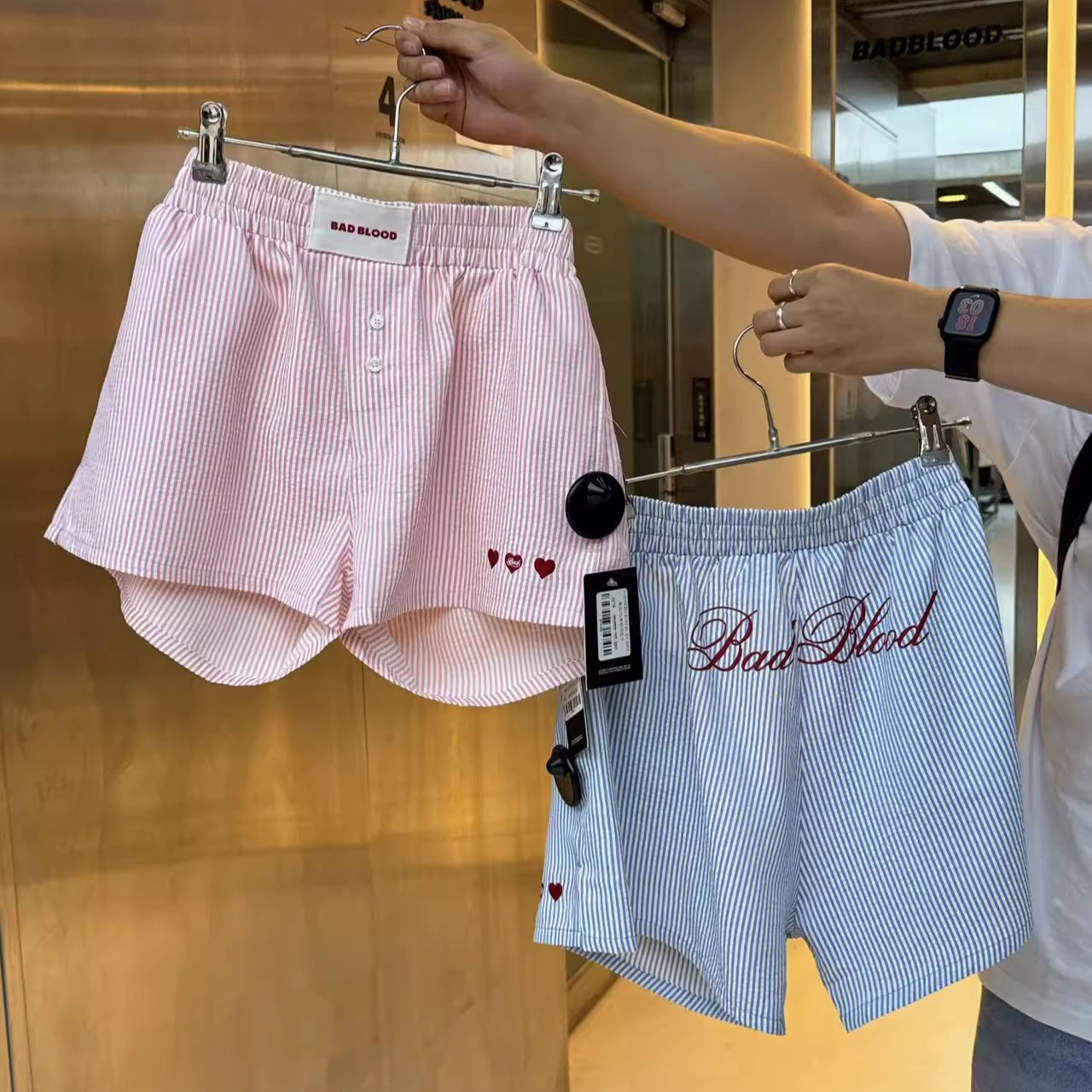 South Korea badblood BCAC Series American Style Hot Girl Striped Sports Shorts Women's Beach Pants Half Pants Hot Pants