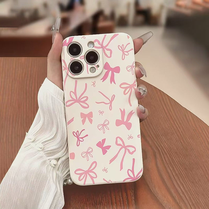 Pink Bow for Apple 14 16Pro Max Phone Case Rubik's Cube Soft Case 15Pro Simple XS Cartoon 11