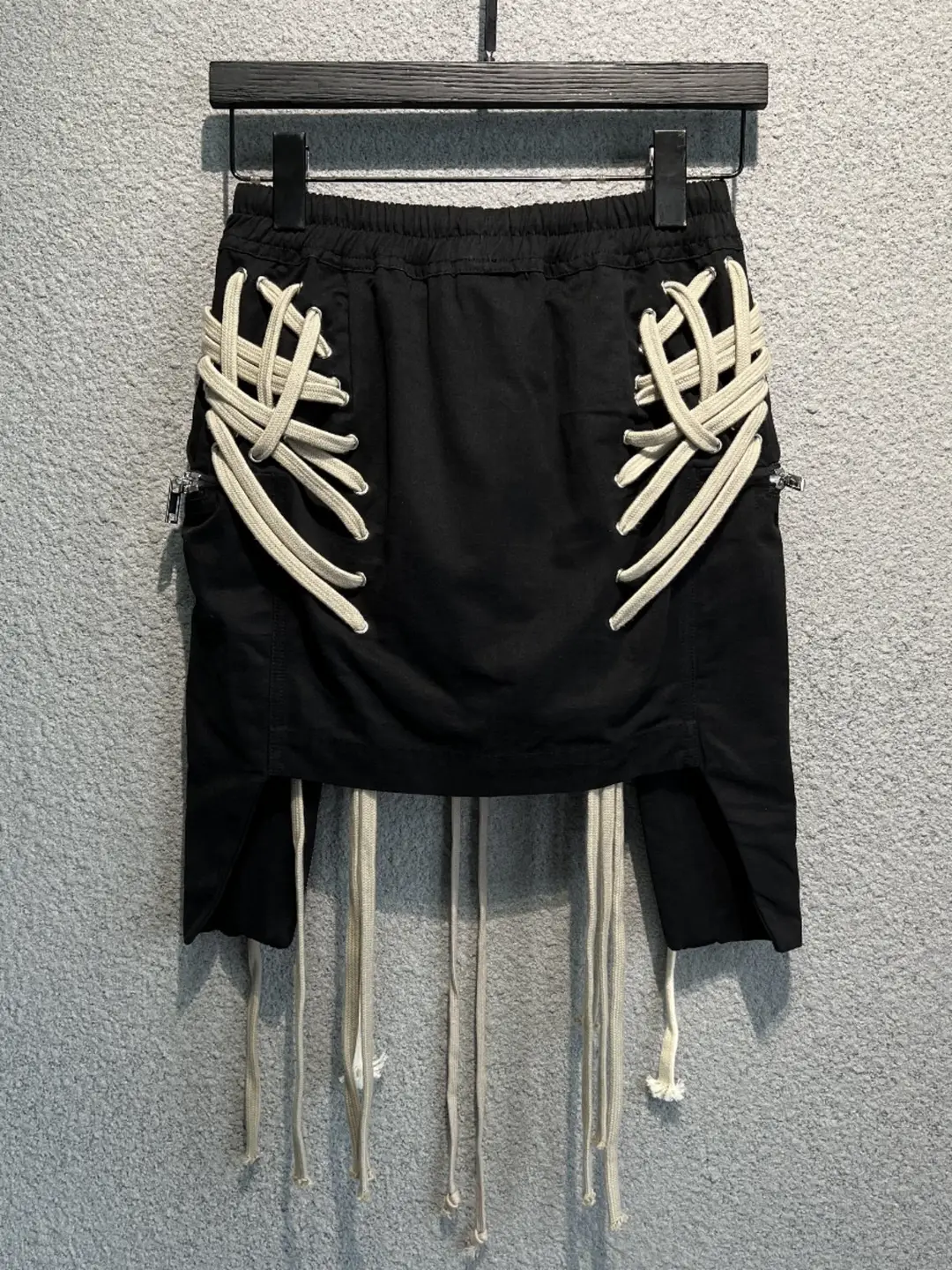 23Fw Ro Dark Style Slim Fit Half-Length Ribbon Lace-Up Women's Short Skirt Cross-Over Mummy Dress