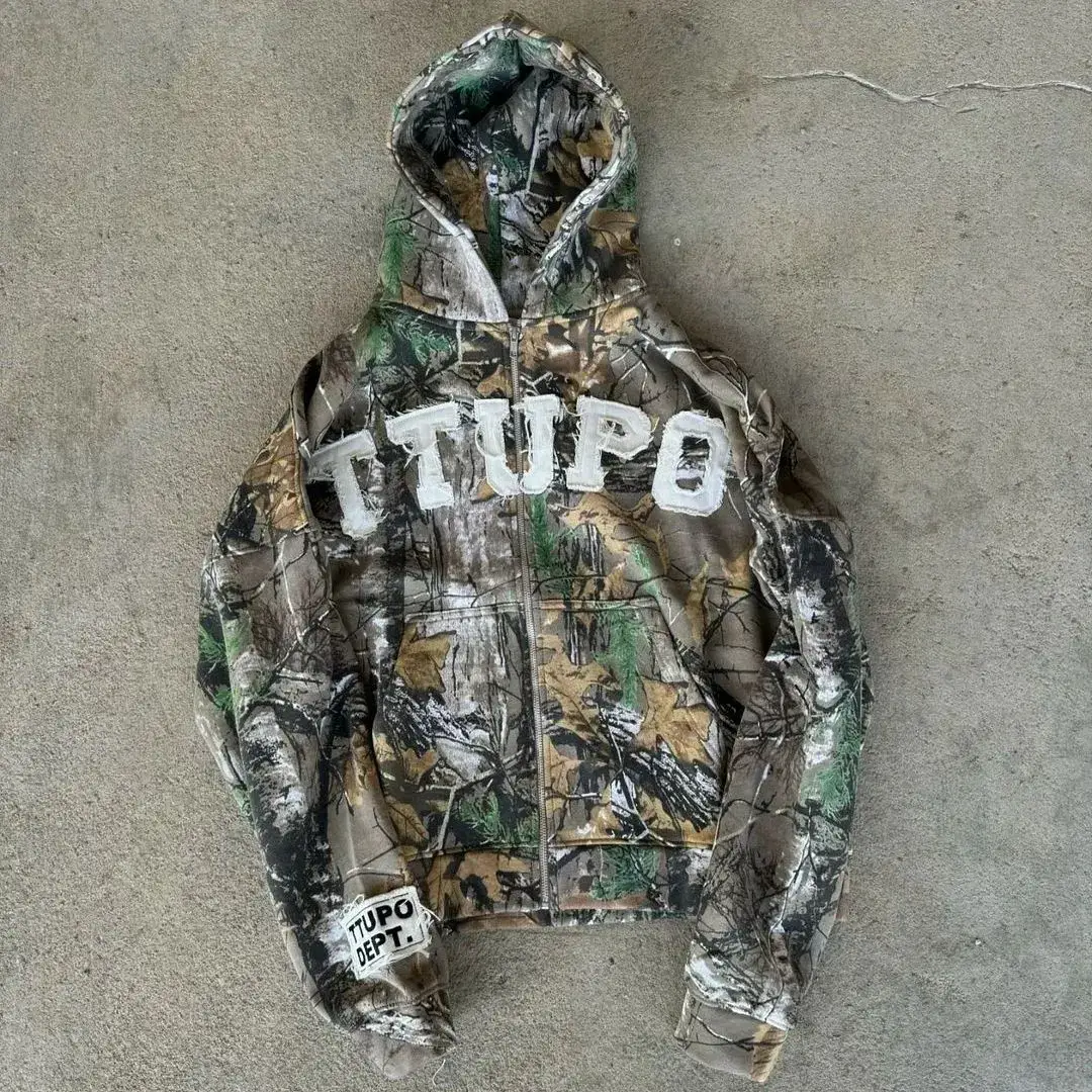 Cross-Border 2025 Zipper Sweatshirt Y2K Hooded Cardigan letter Ttupo New arrival Numbers Tops Outwear Men and Women