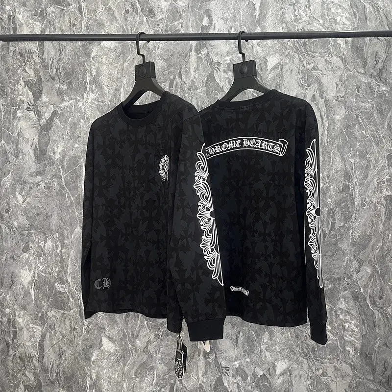 ChrÓme HeaÓrts Long Sleeve T Shirt black monogram print 25 SSwww.spreadsheetsfind.com