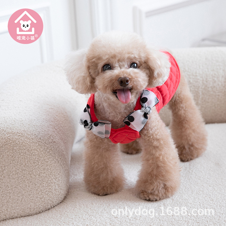 Weipet small autumn and winter quilted sequined dress skirt pet clothes cat and dog clothing teddy bear coat