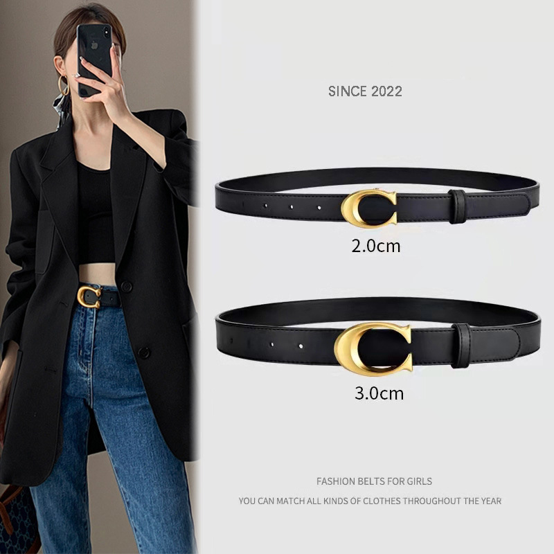 Black Genuine Leather Women's Belt with Jeans 2025 New Fashion Versatile Pure Cowhide Belt Decorative Trouser Belt QC-foto från 1688 på Qualit.ly