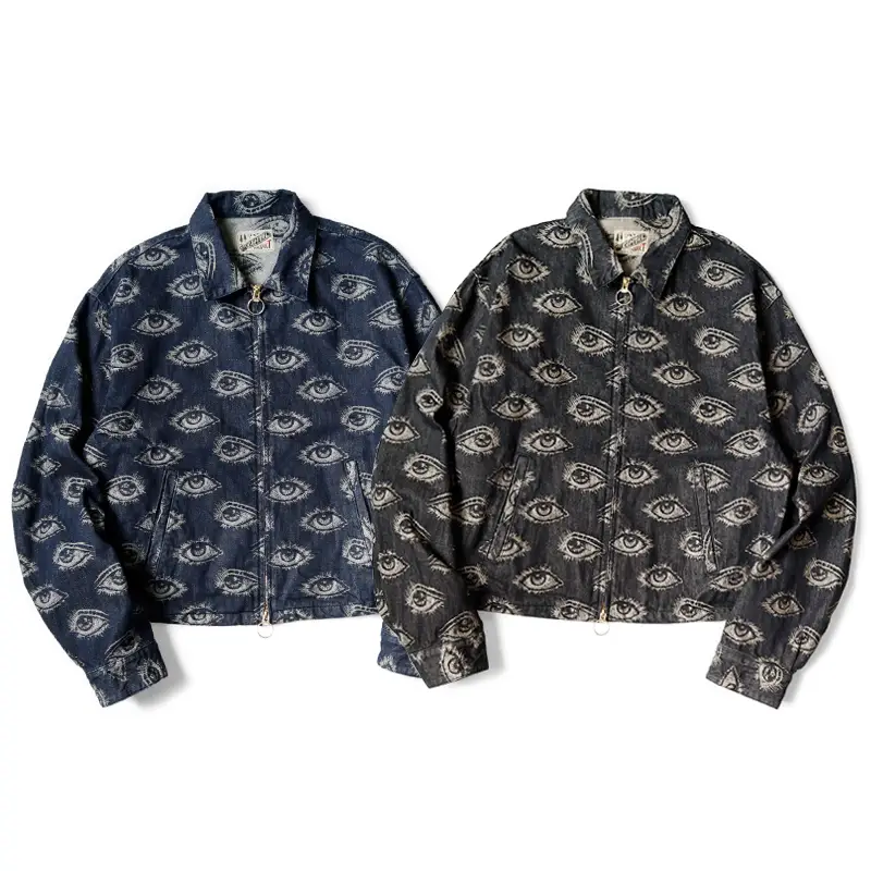 24Aw Kapital Hirata Kazuhiro Japanese Casual Eye Embroidery Denim Vintage Lapel Long-Sleeve Jacket