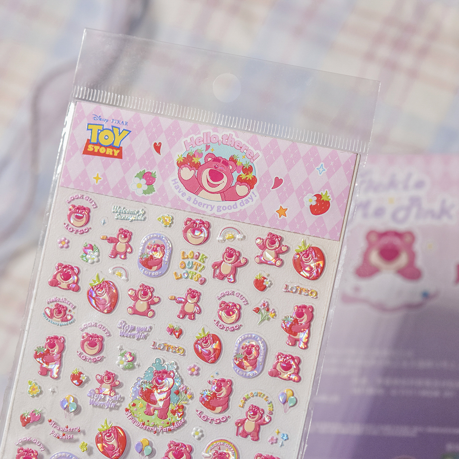Disney Tomoni Shell Light Nail Art Stickers Cartoon Authentic Toy Story 3 Strawberry Bear Guka Handbook