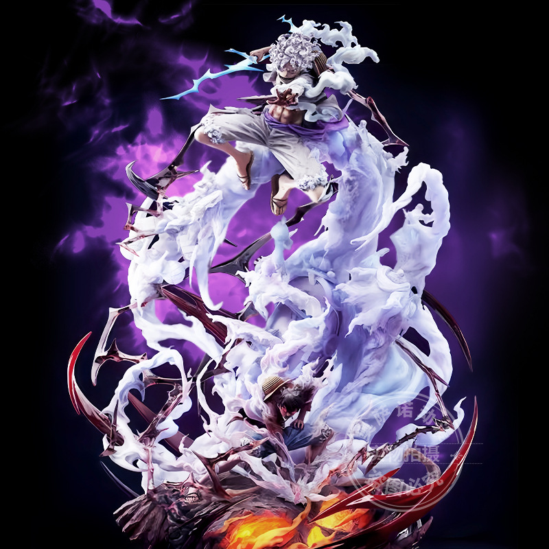 One Piece GK Nika Lufei Handmade Five-Gear Fruit Awakening Sun God with Base Animation Doll Decoration Model