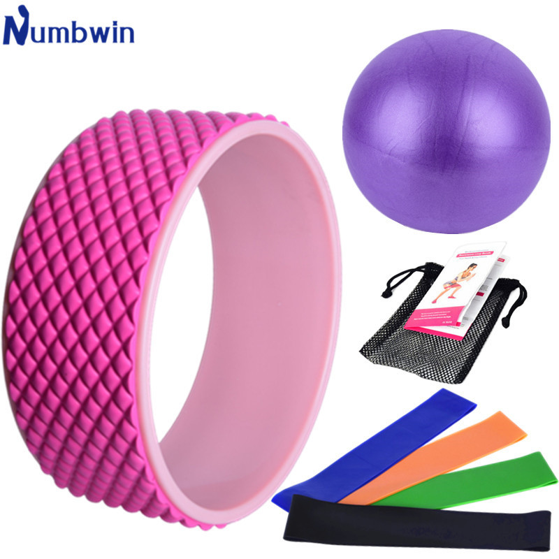 Diamond Plaid yoga wheel eight-piece set 25cm yoga ball latex 500 elastic belt small household fitness equipment