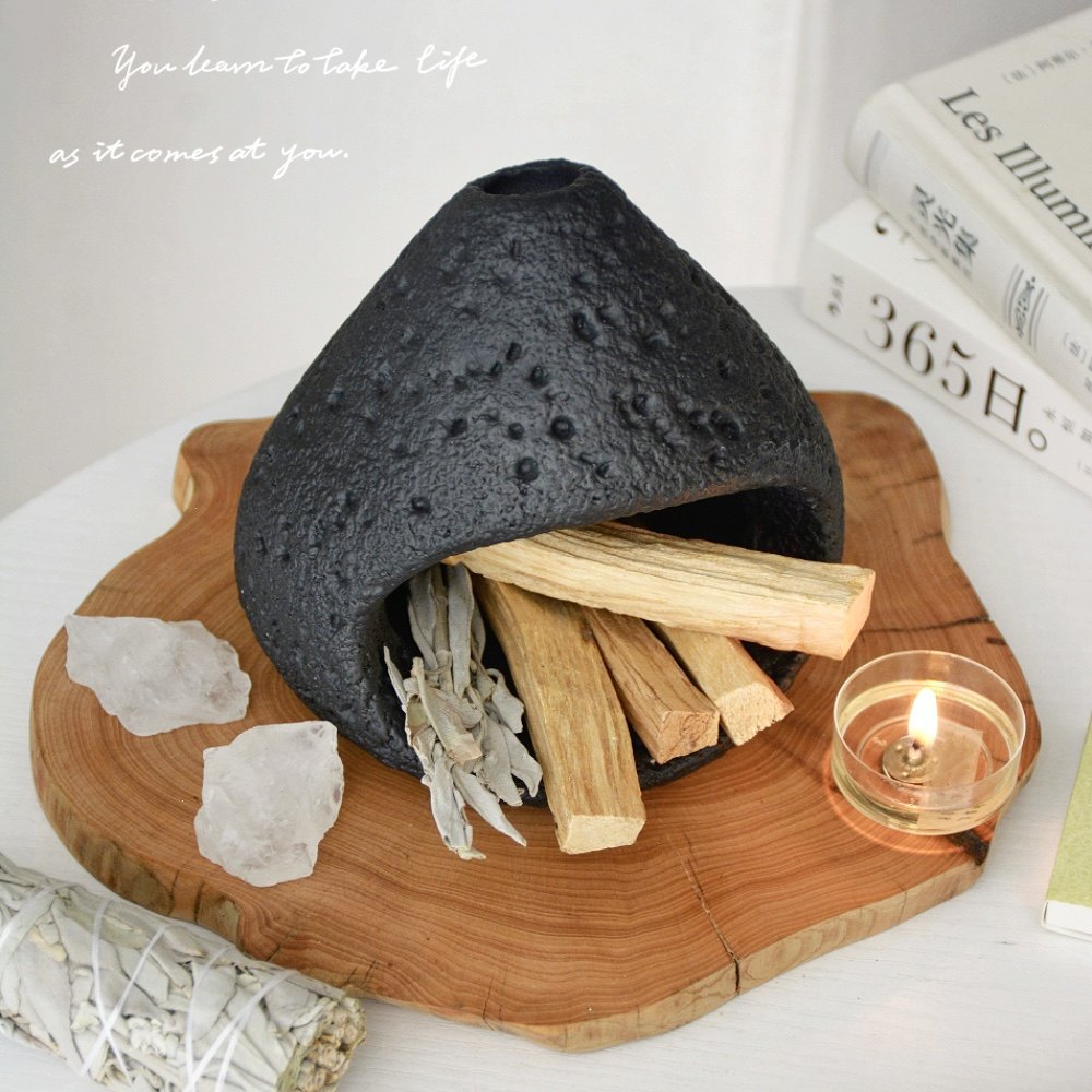 Peruvian Sacred Wood with Fire Incense, Cement Fireplace, Lavender, Sage, Purification and Demagnetization Stones, Meditation Incense Burner Wholesale