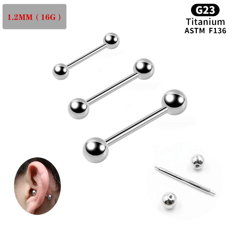 Cross-Border E-Commerce Earrings G23 Titanium Straight Rod External Tooth Tongue Nail 16g Barbell Nipple Nail Fashion Body Piercing