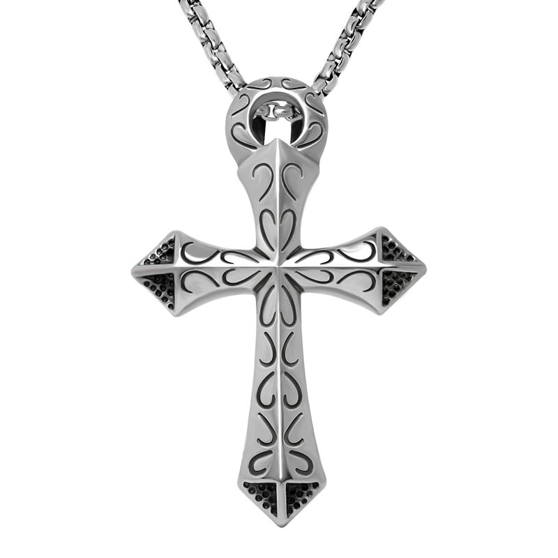 European and American titanium steel jewelry punk men's retro jewelry personality casting cross pendant pendant SP528
