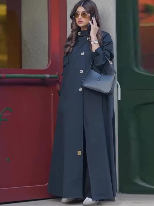 2024 Europe and the United States Amazon cross-border new autumn and winter ladies British style retro style locomotive coat long