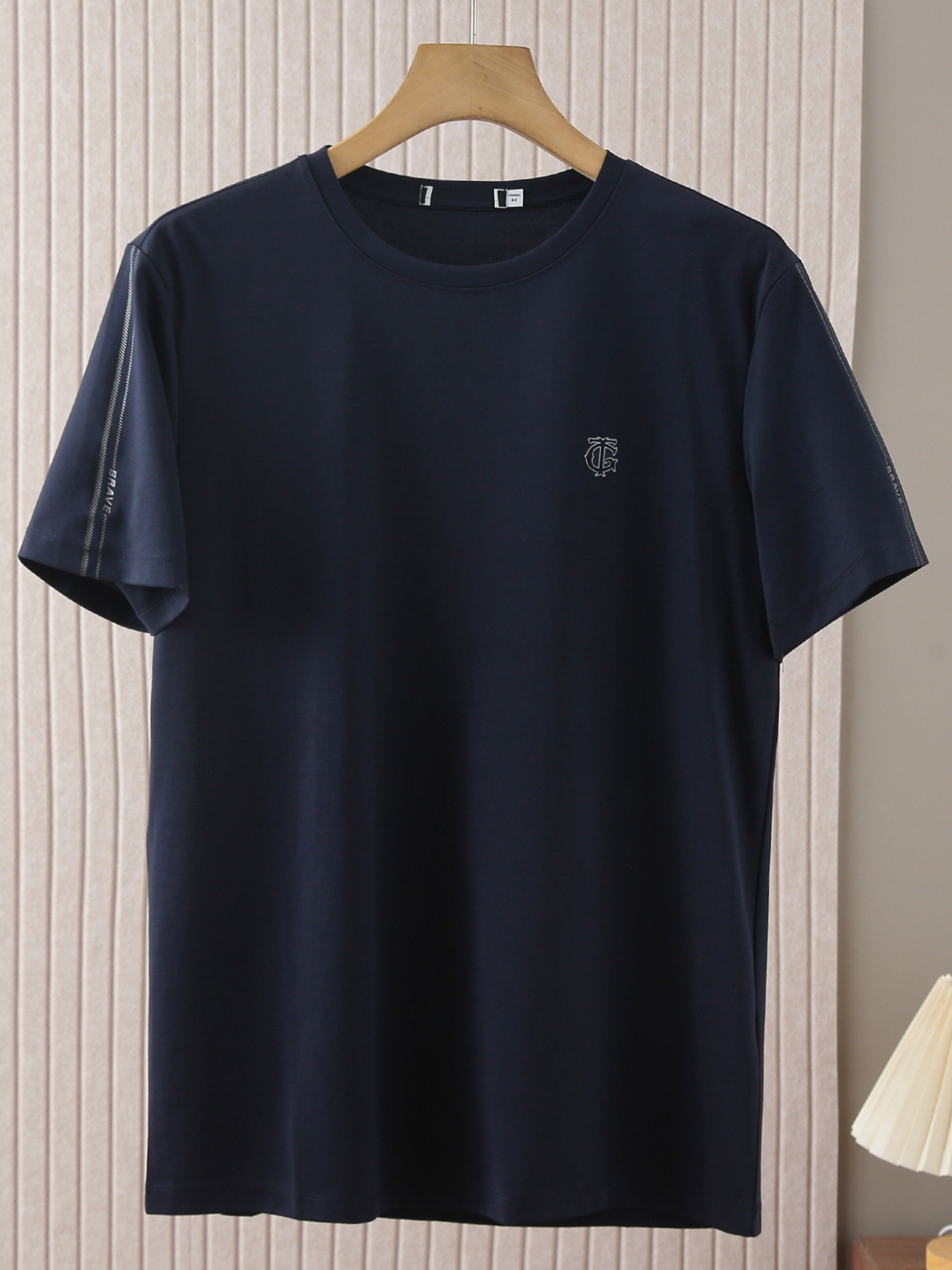 Haitiegui Mercerized Cotton Round Neck Short-Sleeved T-Shirt for Men, Summer Breathable Thin Casual Versatile T-Shirt Top for Men 2Y151