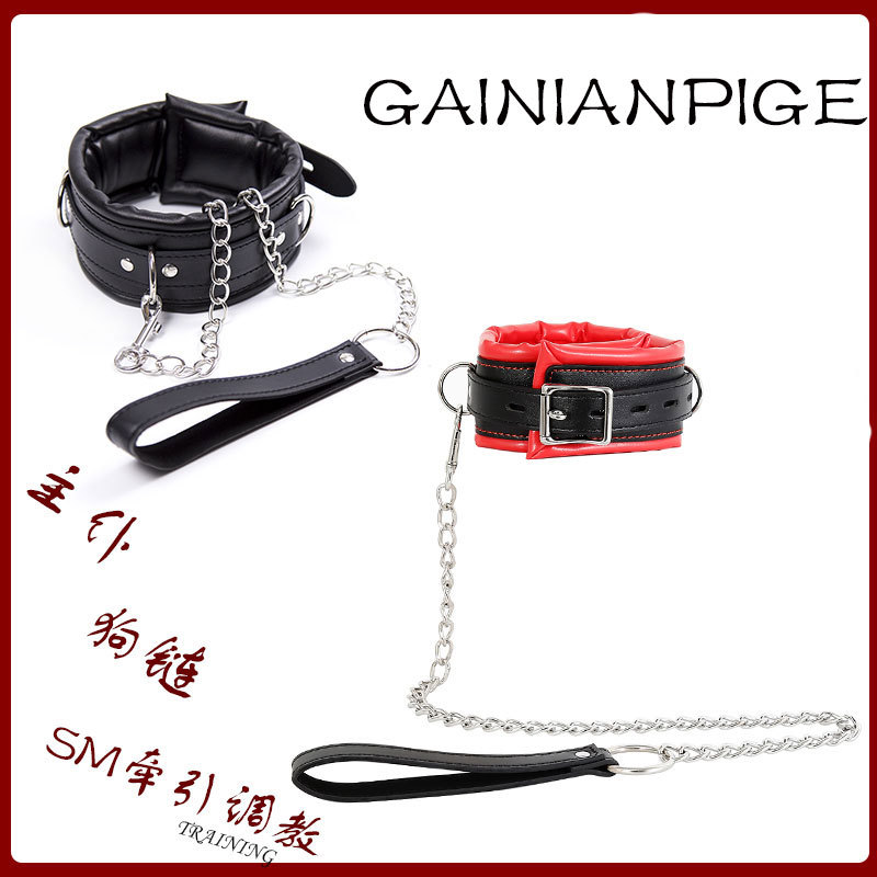 Wholesale Leather Bondage Flirting Neck Collar Sm Bondage Restraint Master-Slave Training Toys Adult Sex Products Traction Neck Collar