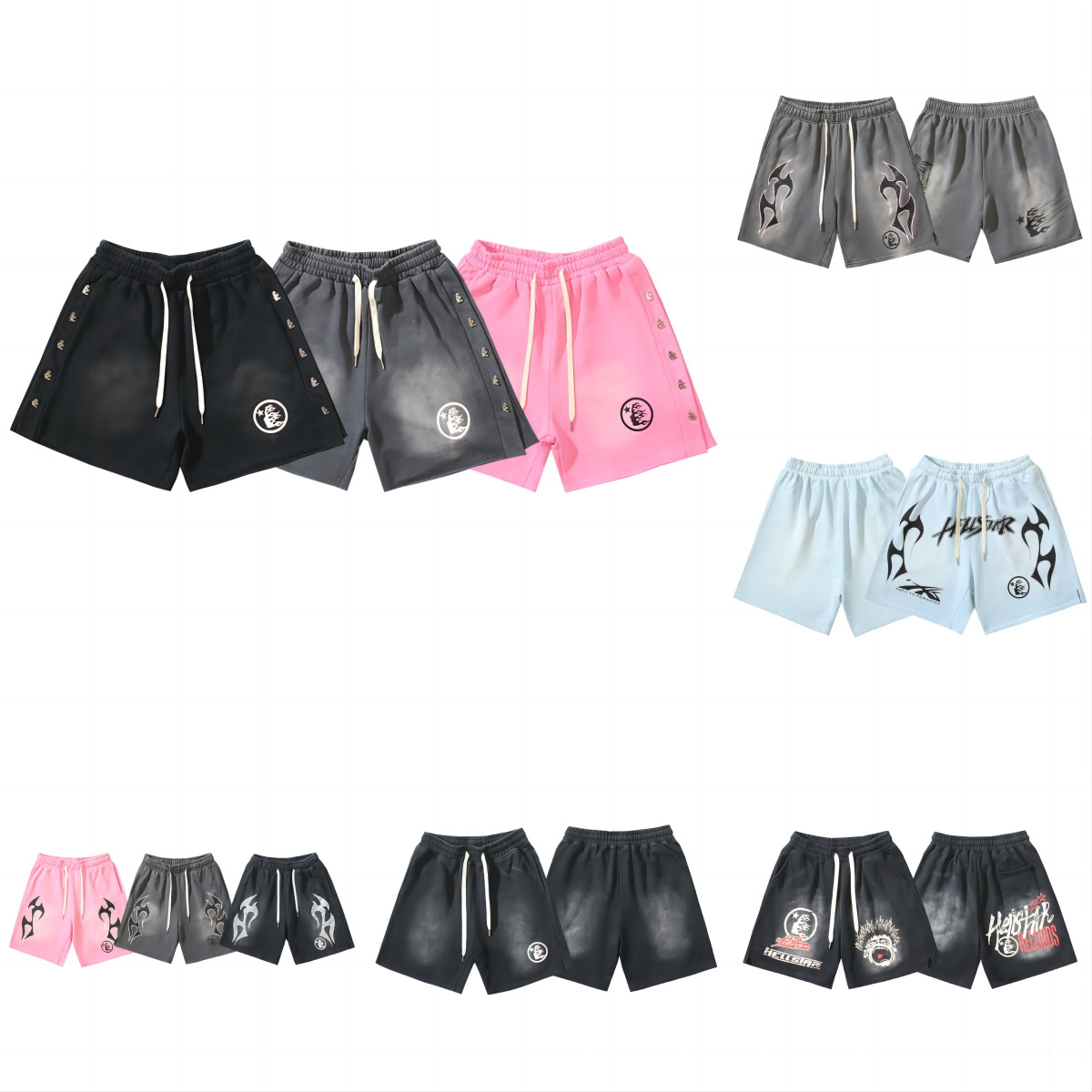 Cross-border European and American fashion brand 24S new Hellstar wash old men's and women's casual summer shorts QC photo from 1688 on Qualit.ly