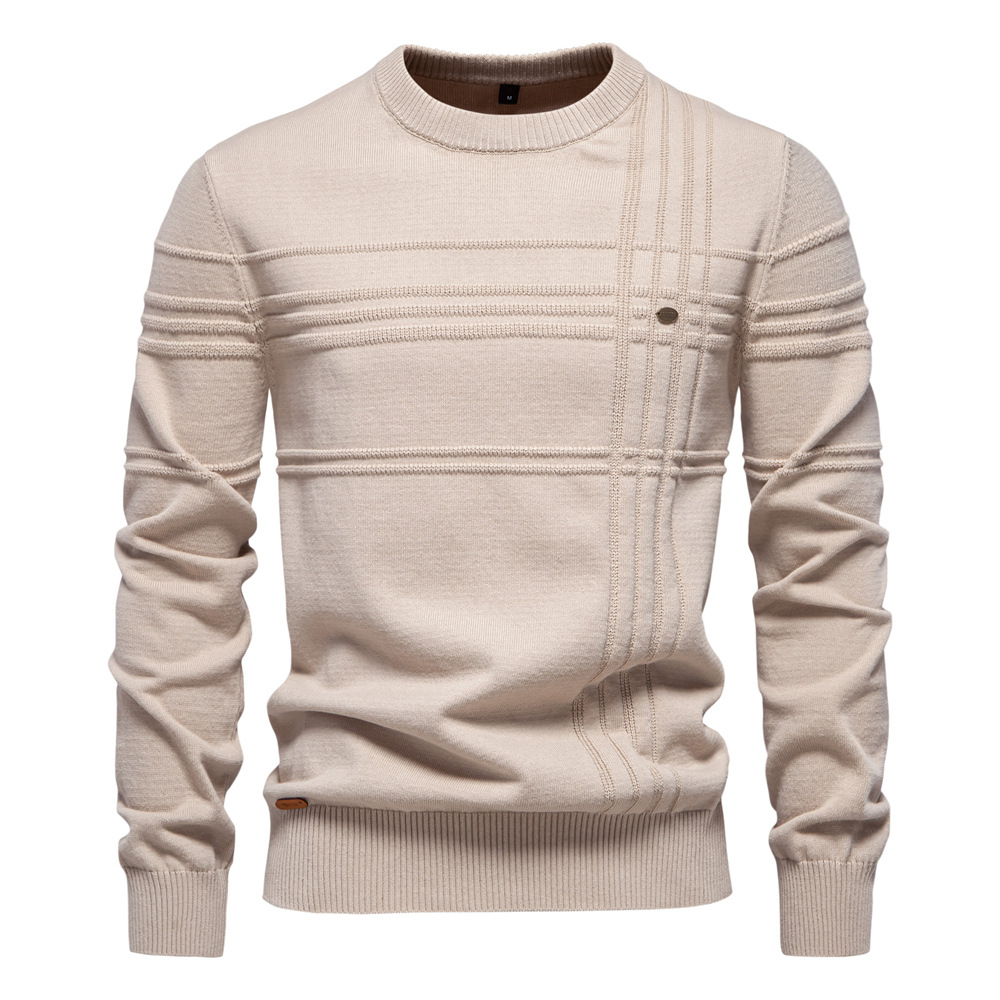2024 autumn and winter new European size cross-border men's crew neck pullover high quality foreign trade men's solid color sweater