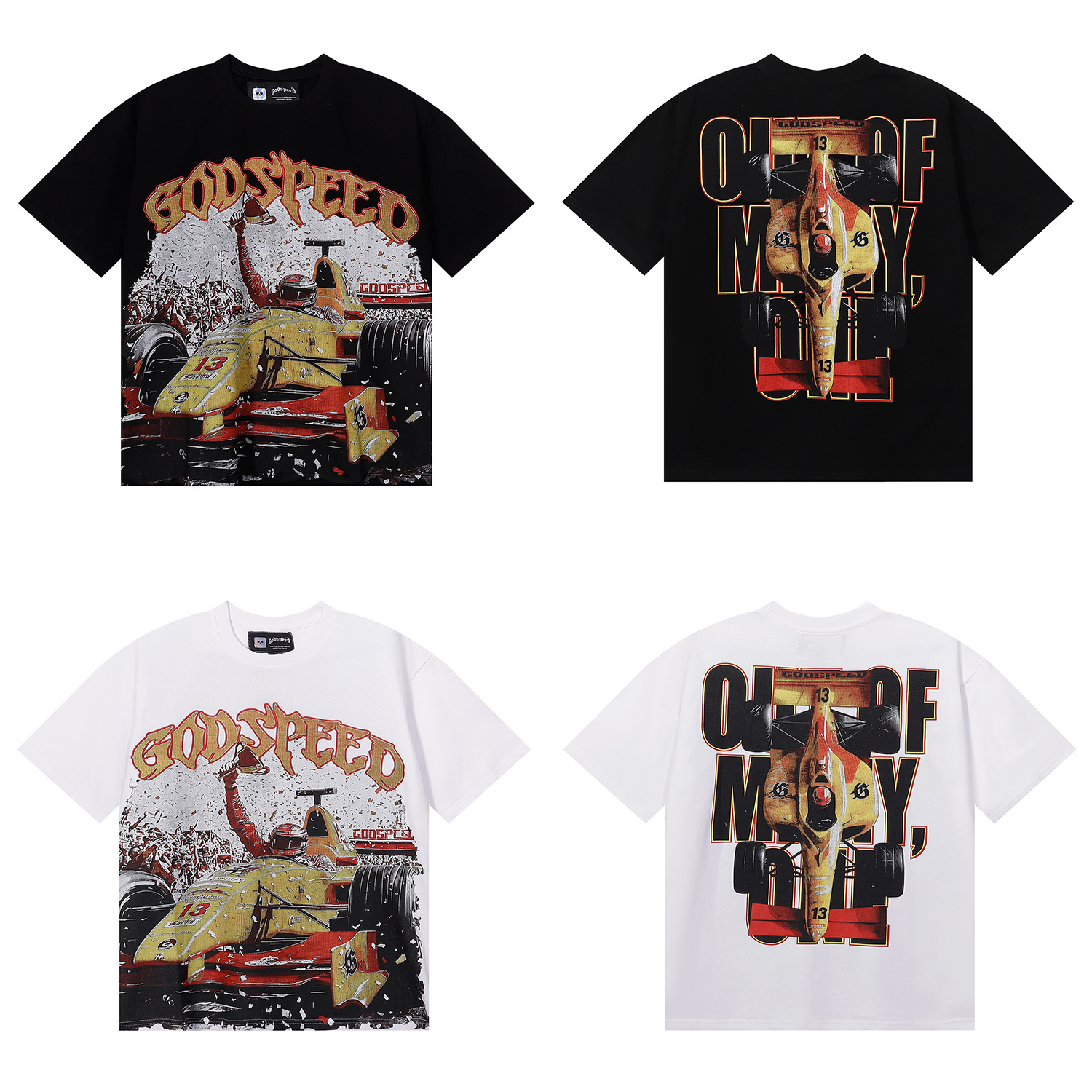 Trendy Godspeed Racing Championship Scene Print High-Quality Double Yarn Heavyweight Casual Short Sleeve T-Shirt for Men and Women